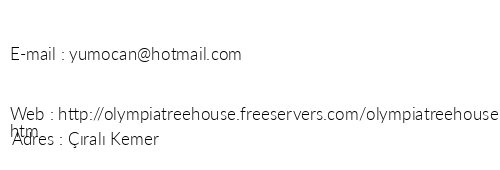 Olympia Treehouse telefon numaralar, faks, e-mail, posta adresi ve iletiim bilgileri